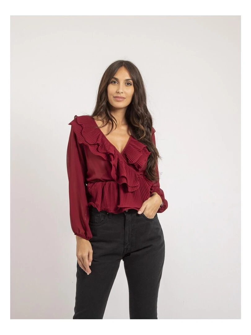 Blouse avec volants OPULA Bordeaux