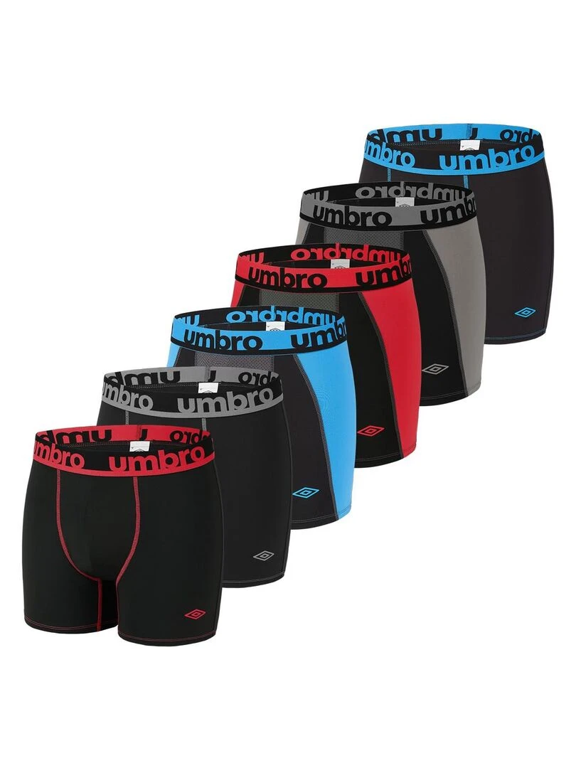 Lot de 6 Boxers homme Tec Umbro Noir
