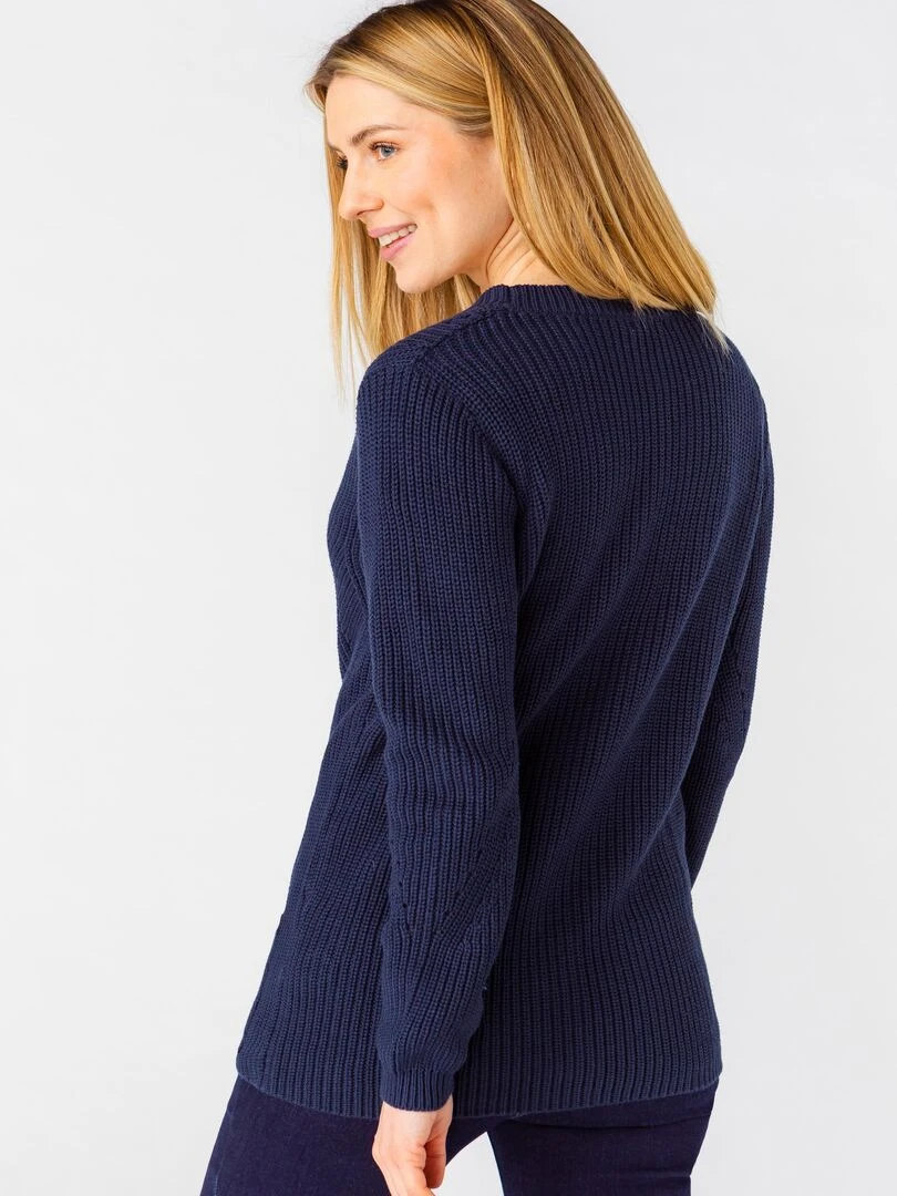 Gilet maille perlée   Damart   Bleu marine