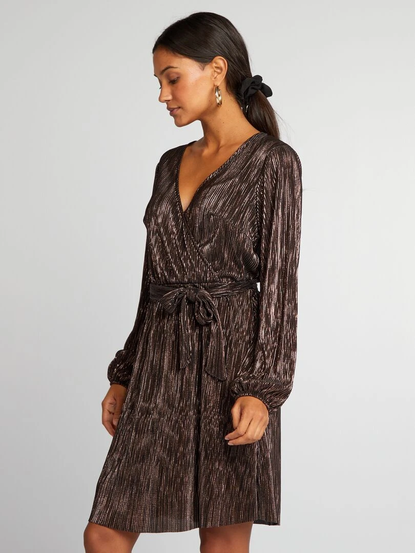 Robe en maille plissée brillante BRONZEPLEA