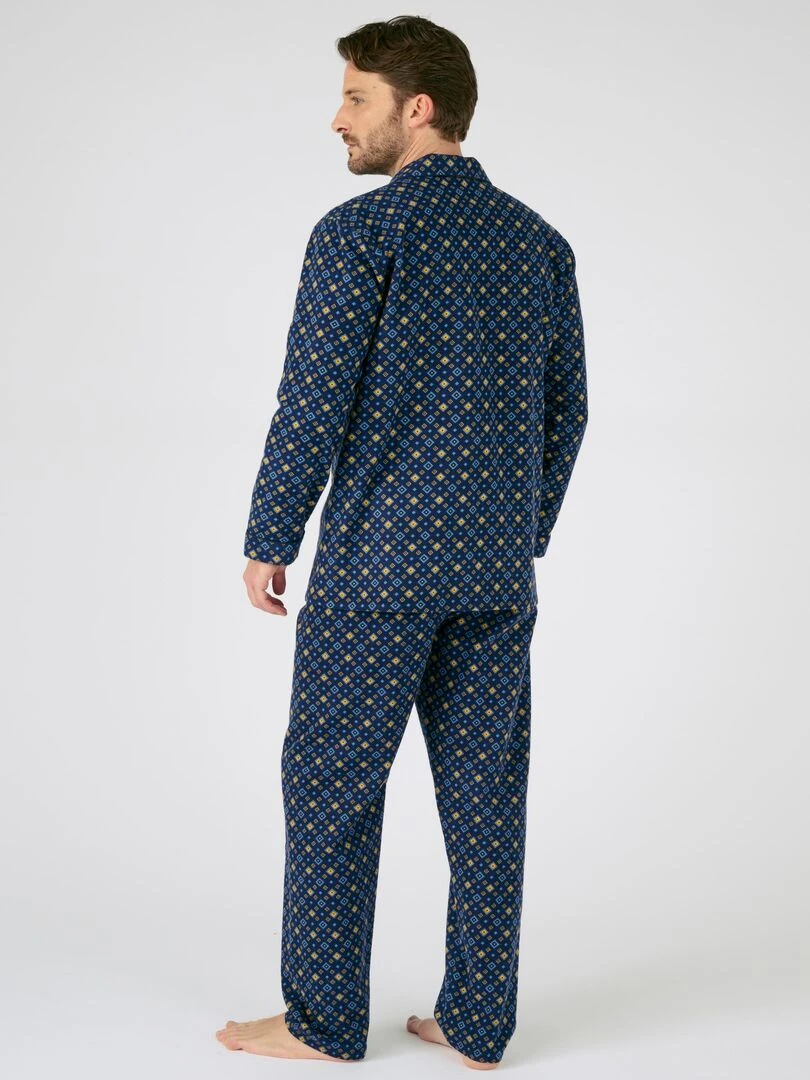 Pyjaveste flanelle grattée pur coton   Damart   Bleu marine