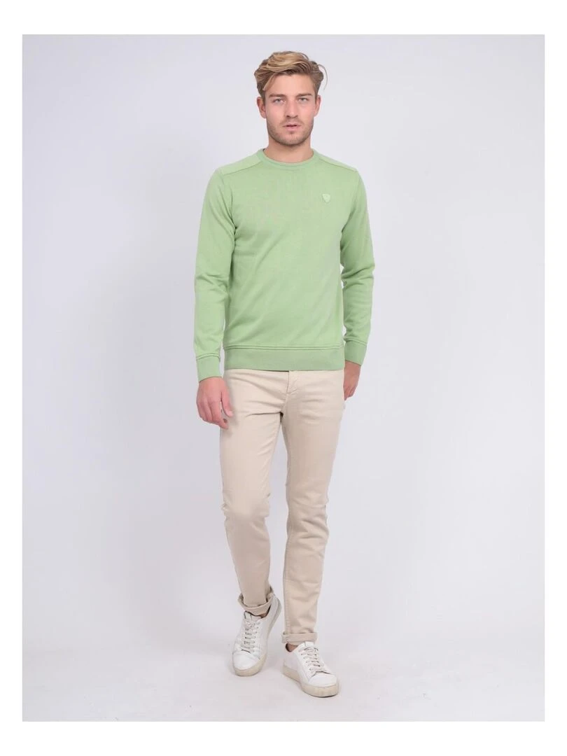 Pull fin col rond coton ARTHUR   Vert