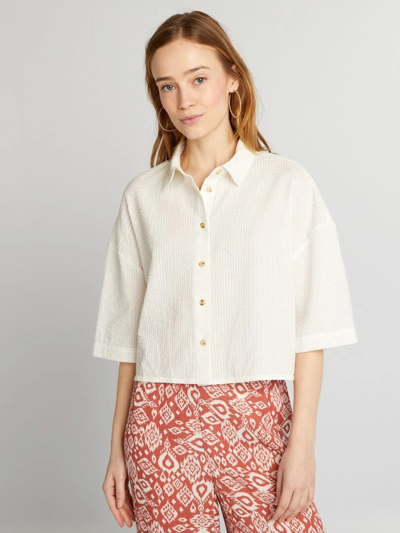 Chemise courte à emmanchures descendues   blanc