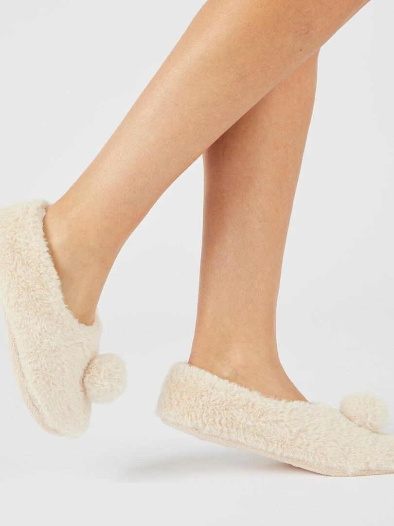 Chaussons maille moelleuse et chaude Thermolactyl Damart Blanc Ecru Blanc