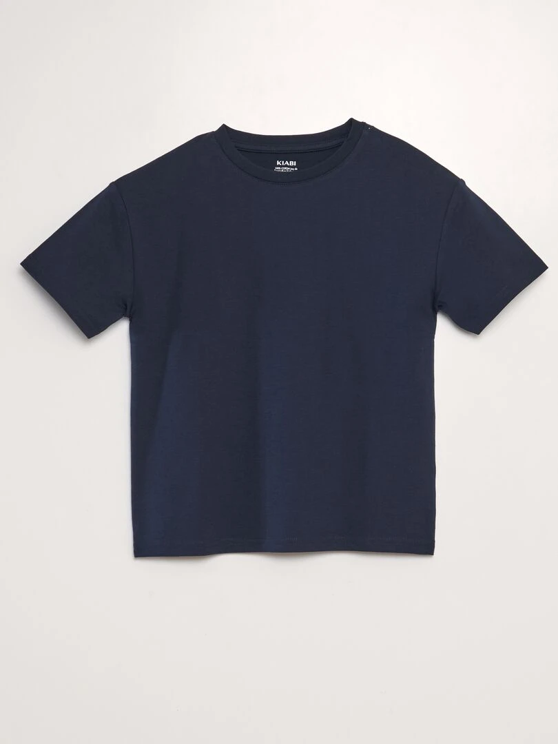 T shirt uni en maille jersey épaisse Tough Cotton™ bleu marine