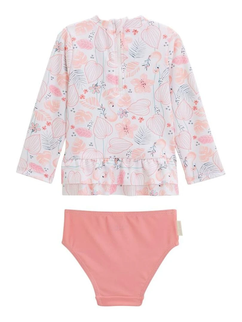 Maillot de bain bébé 2 pièces t shirt de protection UV & culotte Caraibes Rose