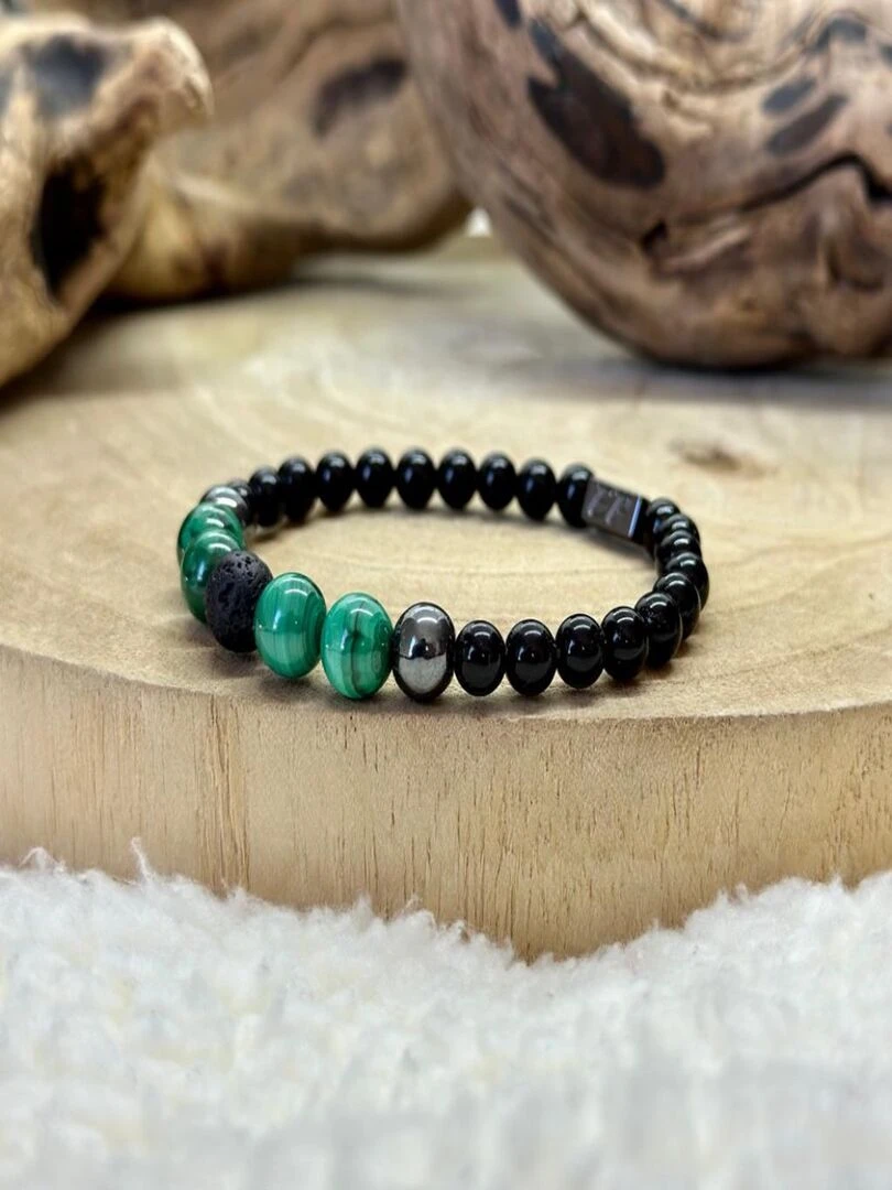 Bracelet harmonie en malachite Vert