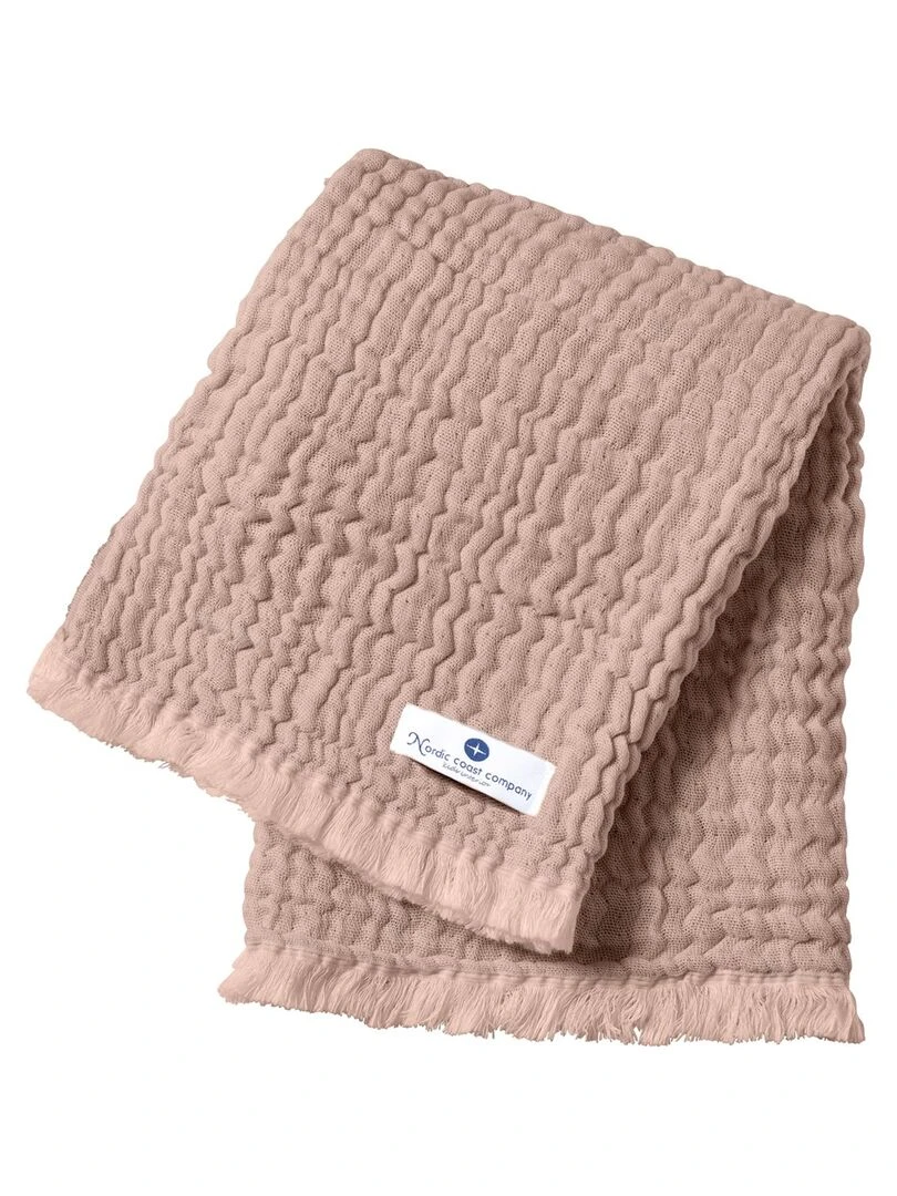 Couverture mousseline avec franges bebe respirante 4en1 Rose pâle