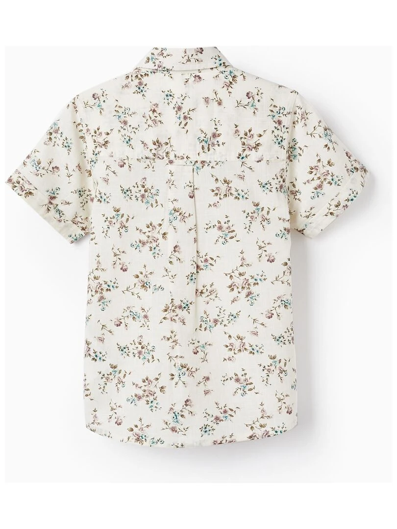 Chemise À Manches Courtes Avec Des Fleurs Pour Garçon manches courtes CEREMONY COLLECTION Blanc