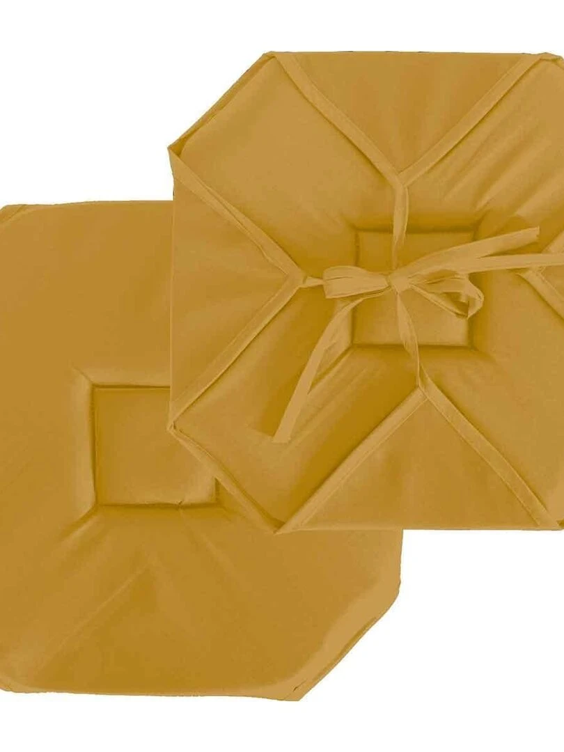 Galette de chaise à rabats et nouettes Jaune moutarde