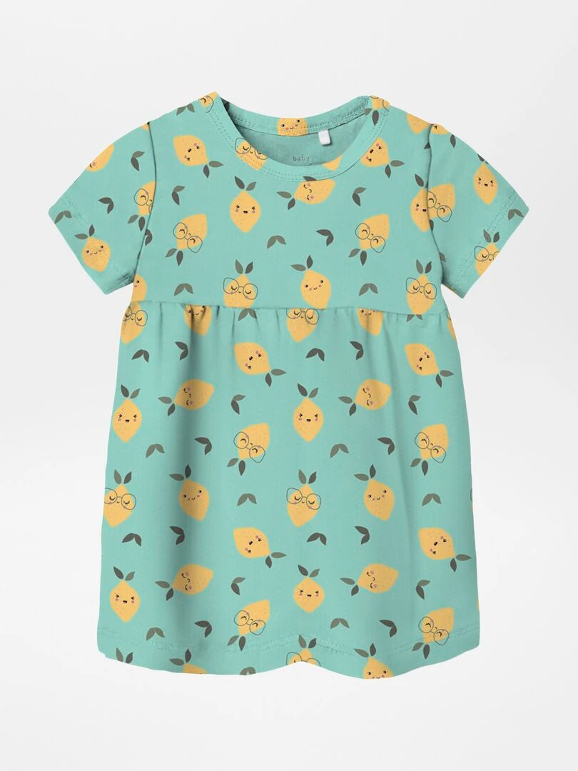 Robe évasée à imrpimée Bleu