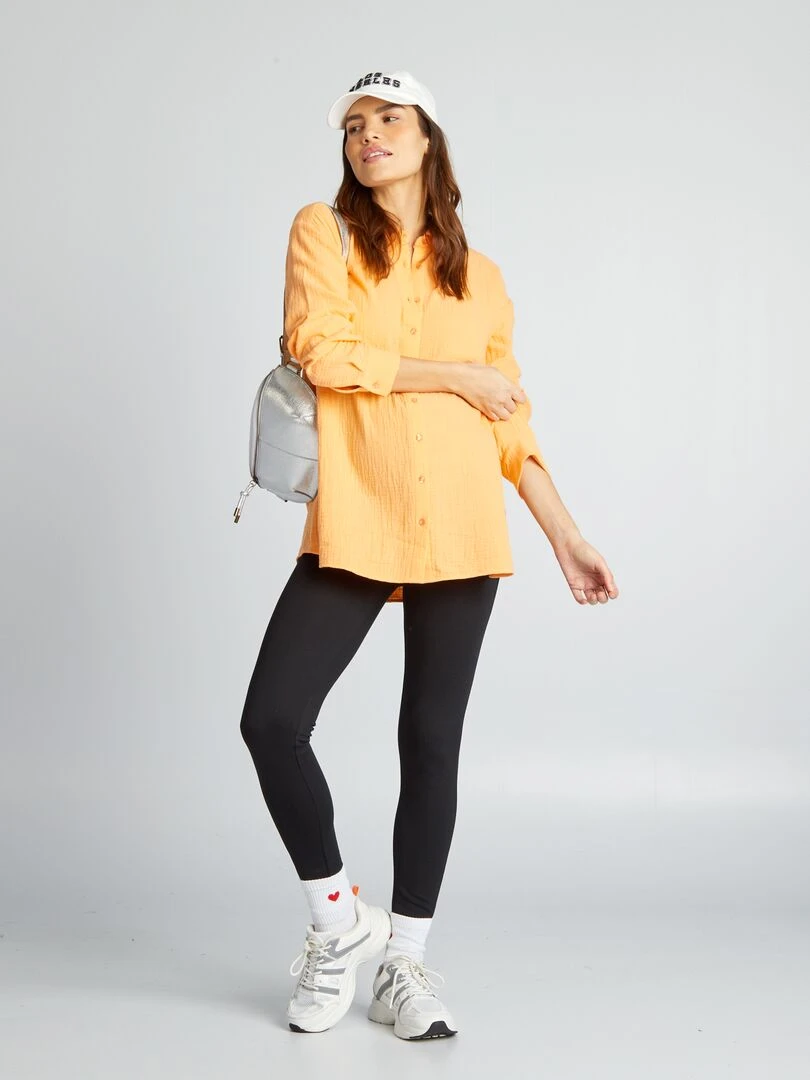 Chemise en gaze de coton d'allaitement Orange