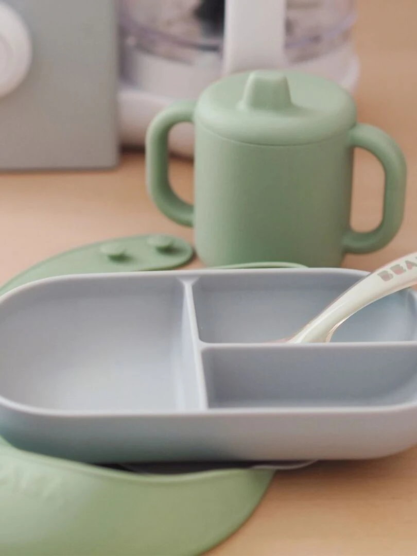 Coffret repas en silicone les essentiels (4 pièces)   Gris Vert Gris