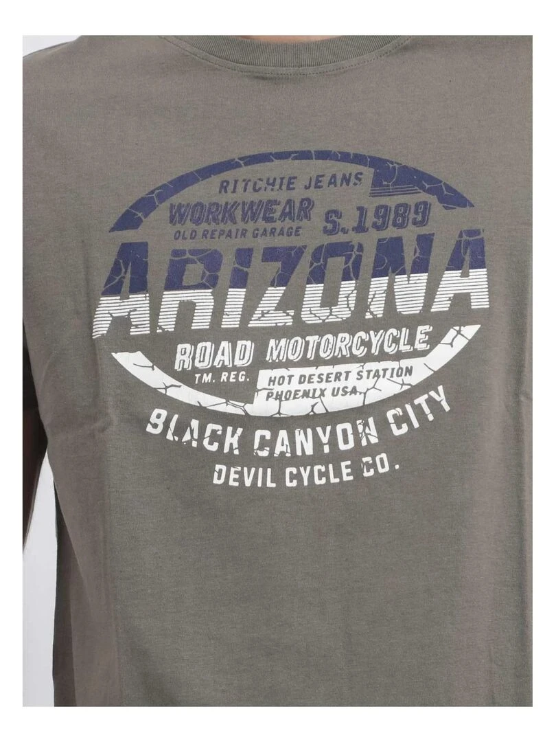 T shirt col rond pur coton JACRAIG   Kaki