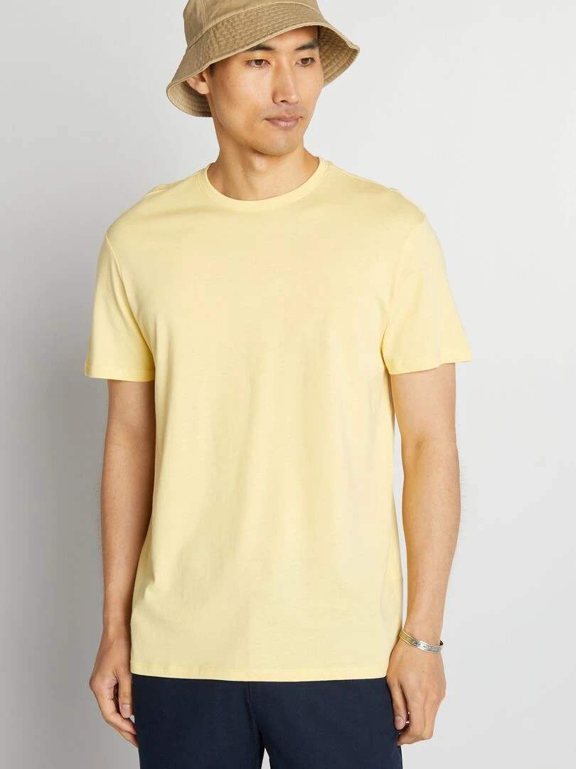 T shirt droit en jersey uni   Jaune