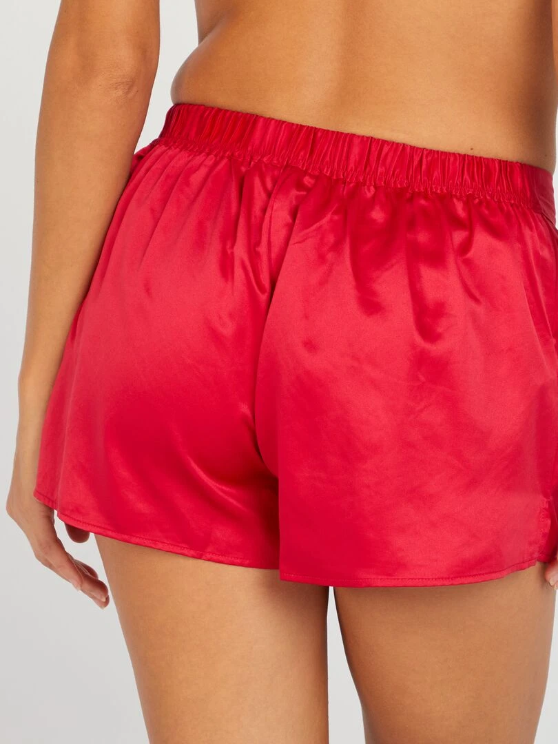 Short de pyjama en satin   Rouge