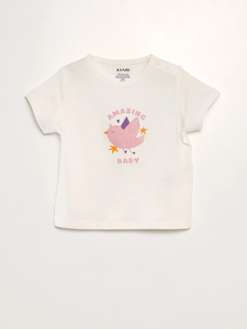 T shirt fête des mères Blanc/rose