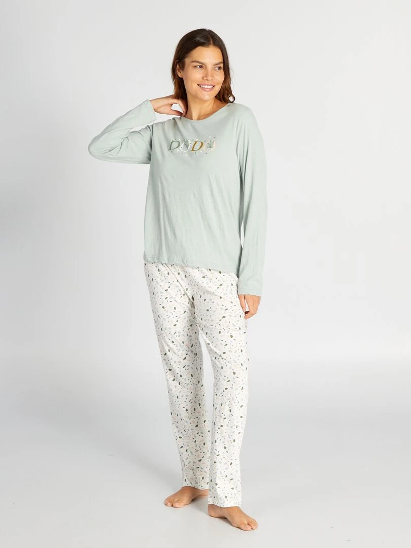 Ensemble pyjama en jersey 'dodo' 2 pièces vert/blanc