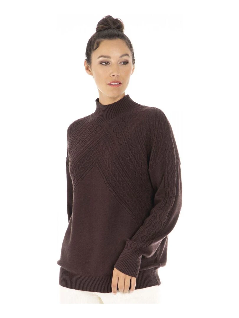 Pull col roulé PEPA Gérard Pasquier Marron foncé