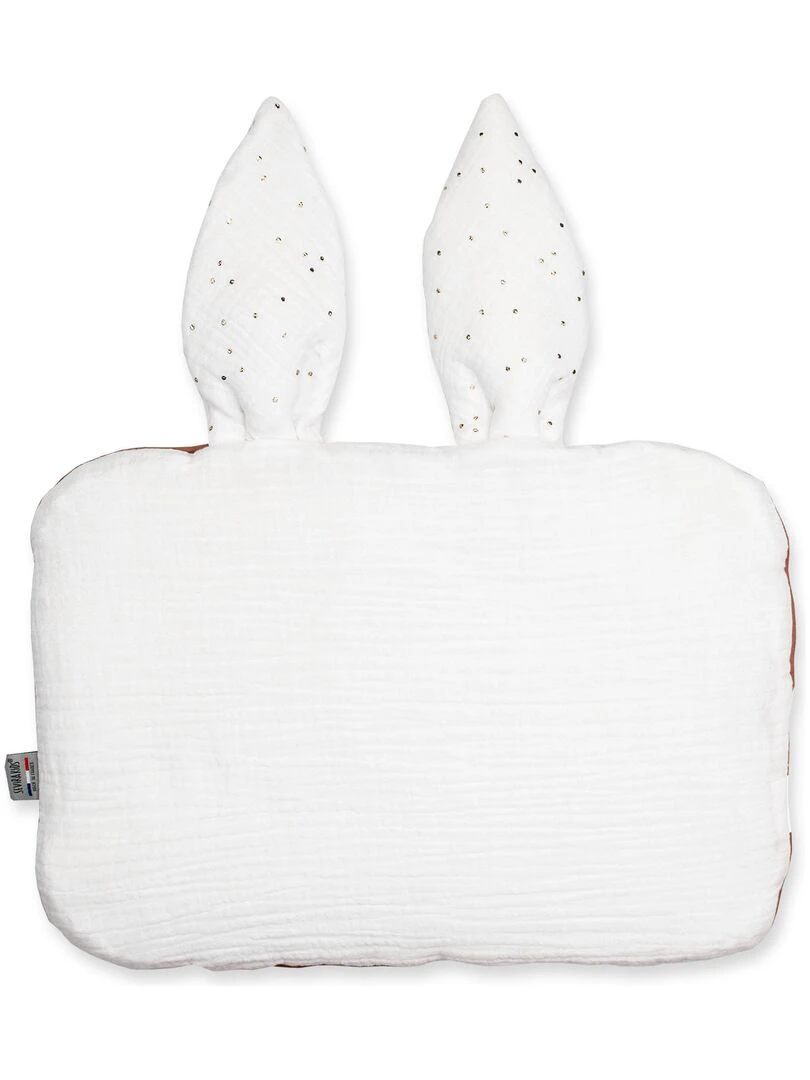 Oreiller plat lapin en gaze de coton Jeanne Blanc Doré