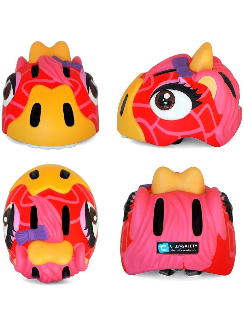 Casque de Vélo pour enfants   Girafe Rouge   Crazy Safety   Certifié EN1078   Rouge