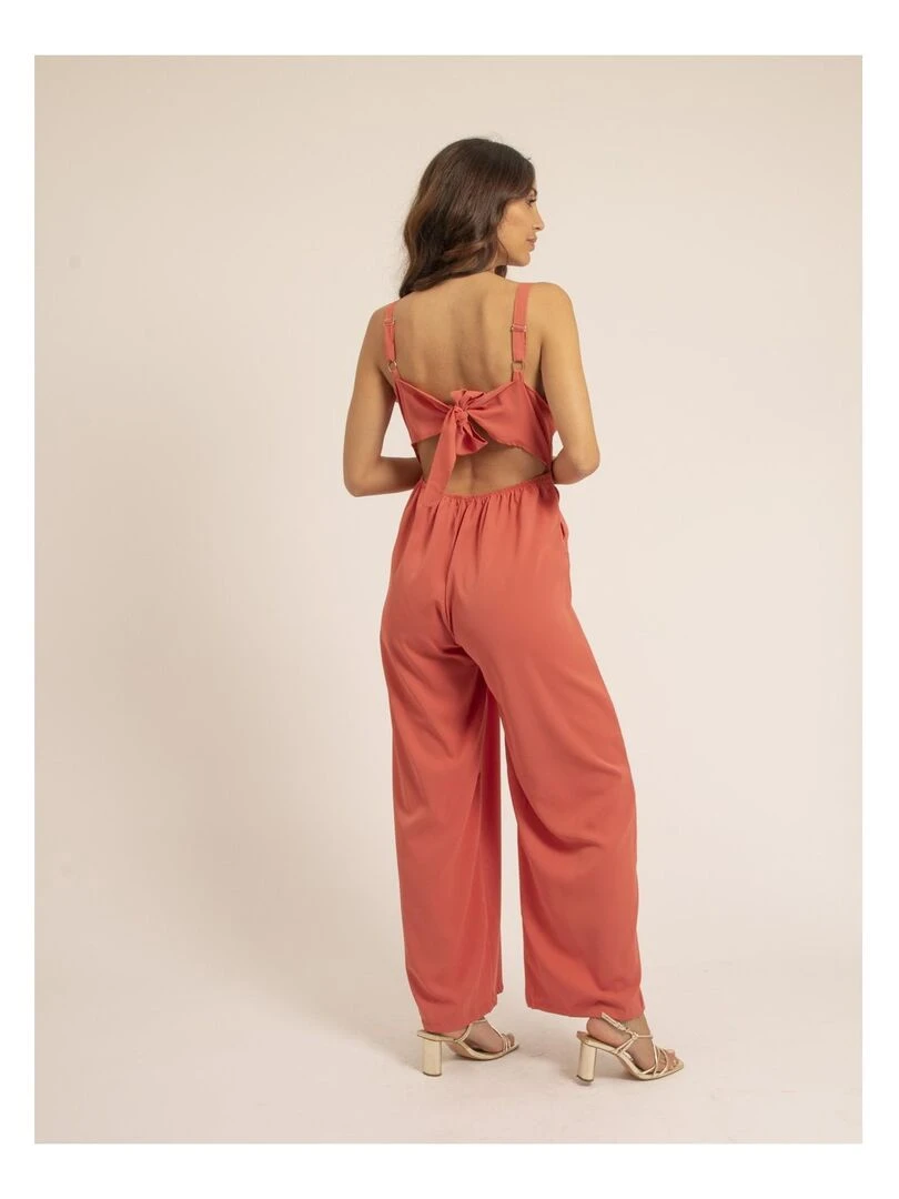 Combi pantalon dos nu ELINA Orange corail