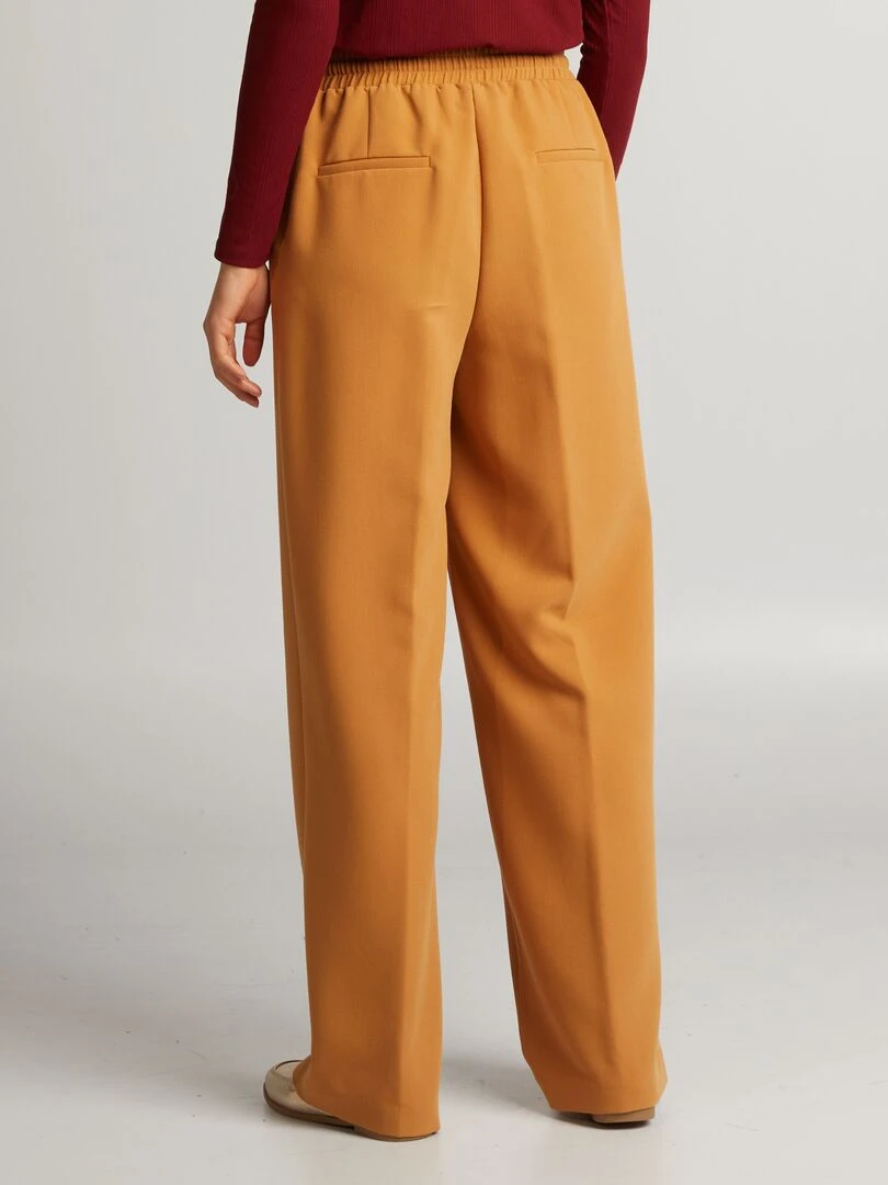 Pantalon droit avec liens à nouer   Marron