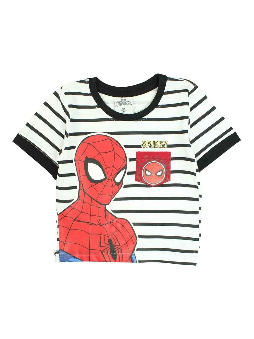 Disney   T shirt garçon imprimé Spiderman en coton   Jaune
