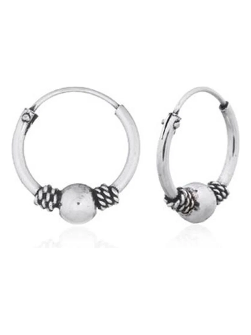 Boucles d'oreilles créoles en argent style balinais Bijoucolor Argent