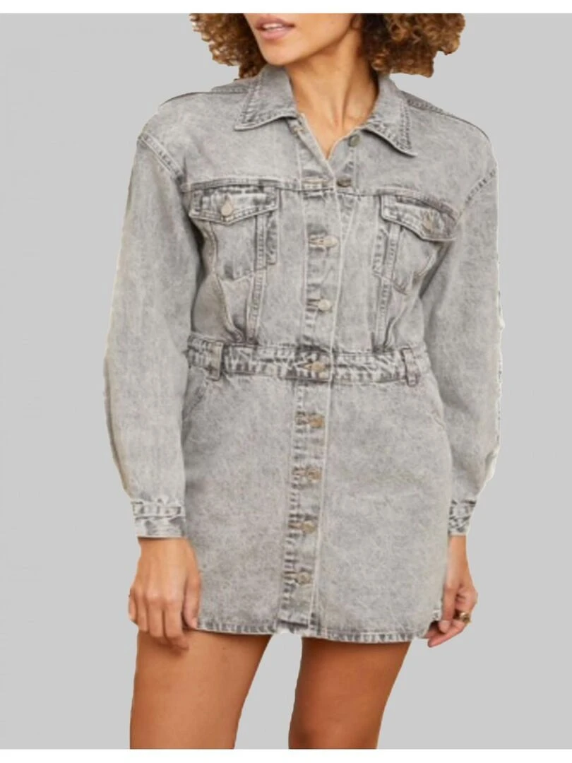 Combi jupe courte en jean Kebello Gris