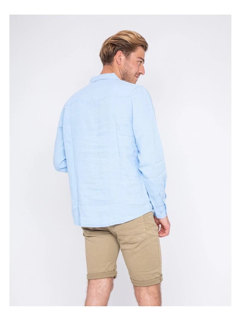Chemise manches longues pur lin DALAMO Bleu ciel