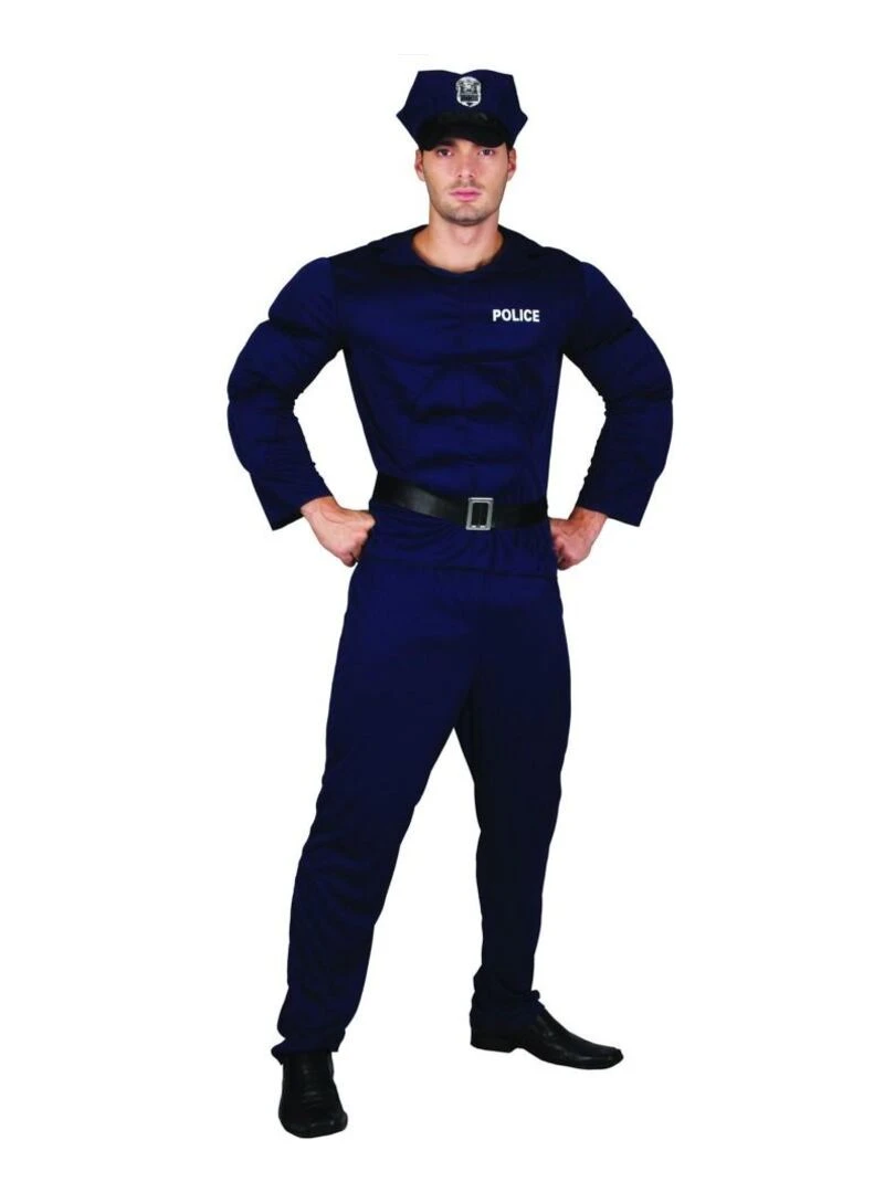 Déguisement Policier musclé Homme Luxe Bleu