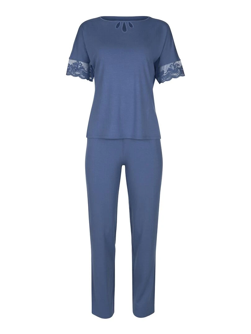 Pyjama pantalon top manches courtes Juliette   Bleu