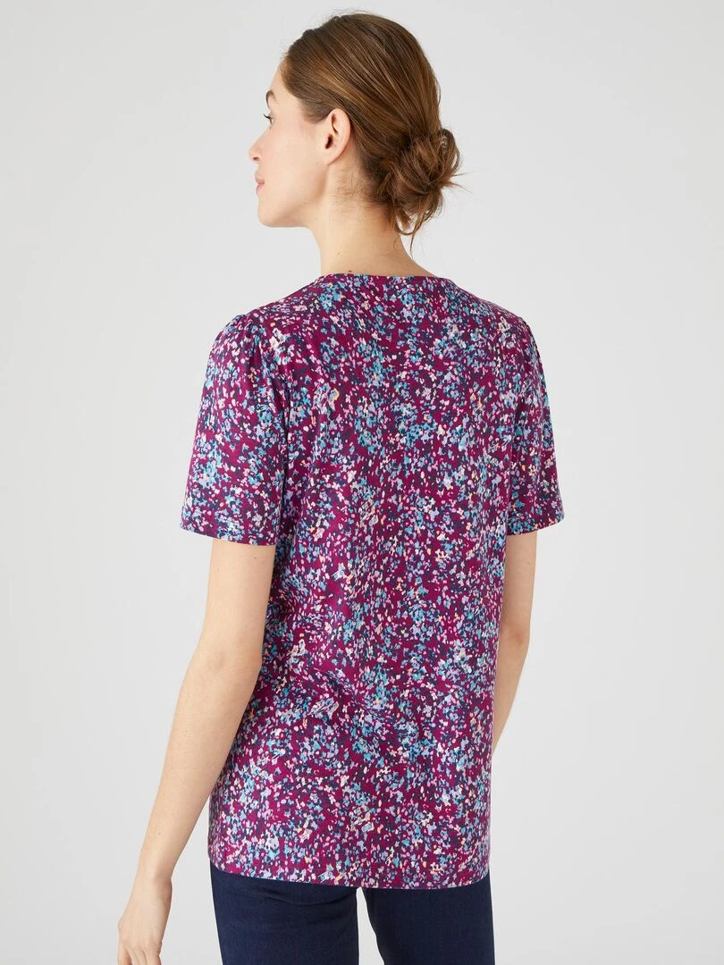 Tee shirt imprimé coton/modal  manches courtes   Damart   Violet