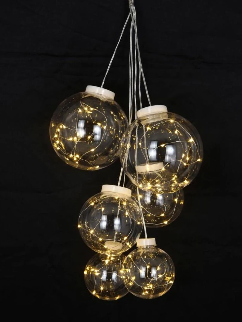 Grappe de 6 boules interieur leds transfo Beige