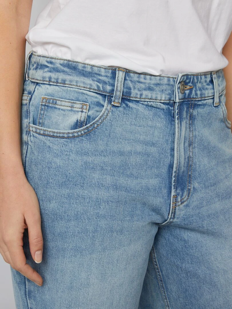 Jean wide leg taille haute   Bleu