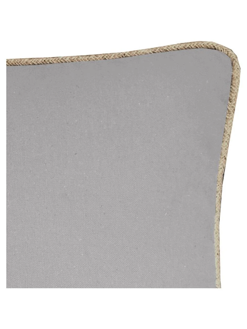Coussin en coton recyclé avec piping jute 'Deko&co' Gris clair