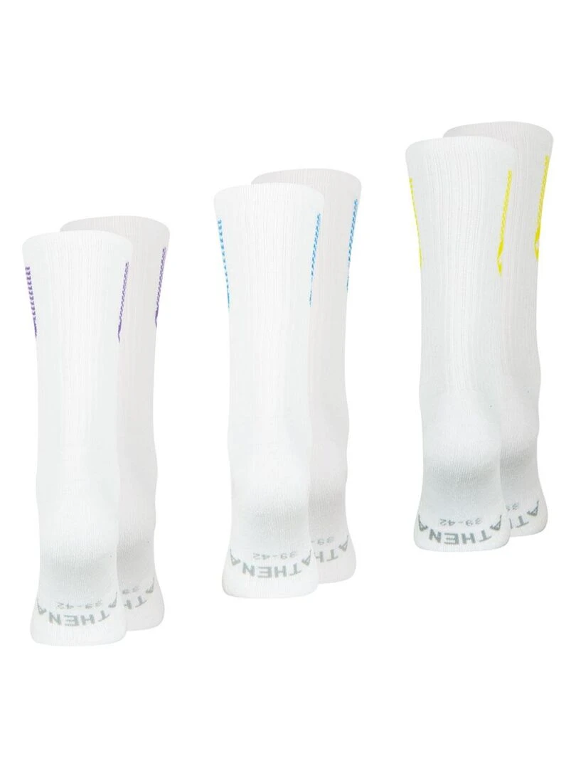 Lot de 3 paires de chaussettes mi hautes homme Training Dry   Blanc