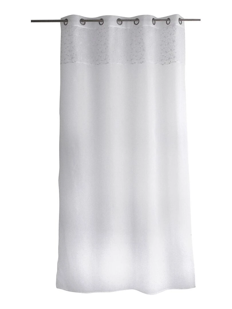 Voilage brodé aux motifs floraux Blanc