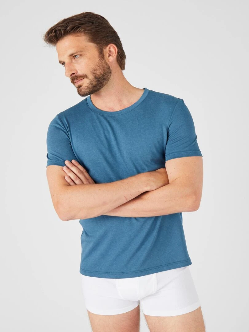 T shirt maille jersey Climatyl Damart Bleu pétrole