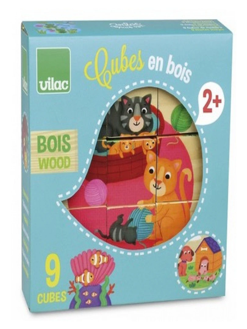 9 Cubes En Bois Animaux Vilac N/A