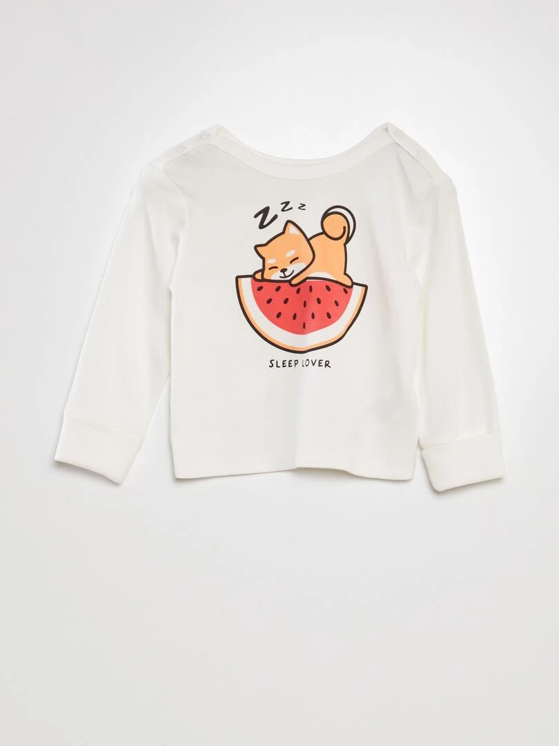 Ensemble de pyjama t shirt + pantalon   2 pièces   Blanc
