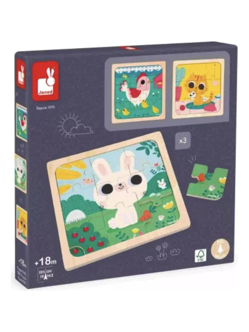 Puzzle trio lapin chat et poule N/A