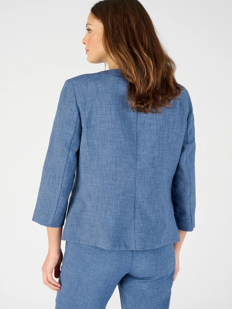 Veste courte effet lin   Damart   Bleu