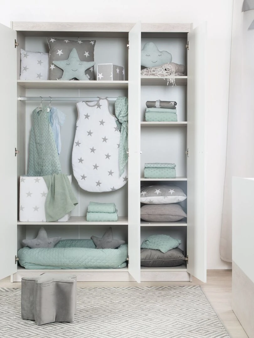 ROBA Armoire "Julia" 3 portes – technologie à fermeture progressive – blanc / orme lunaire   Blanc