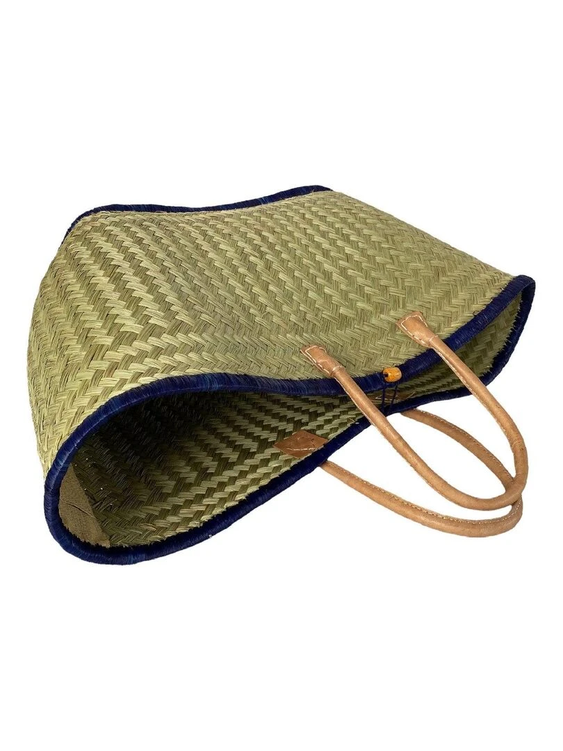 Aravola Tressé Naturel avec feston Bleu Marine Bleu marine