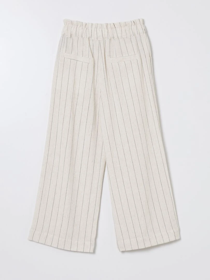 Pantalon droit rayé   Beige