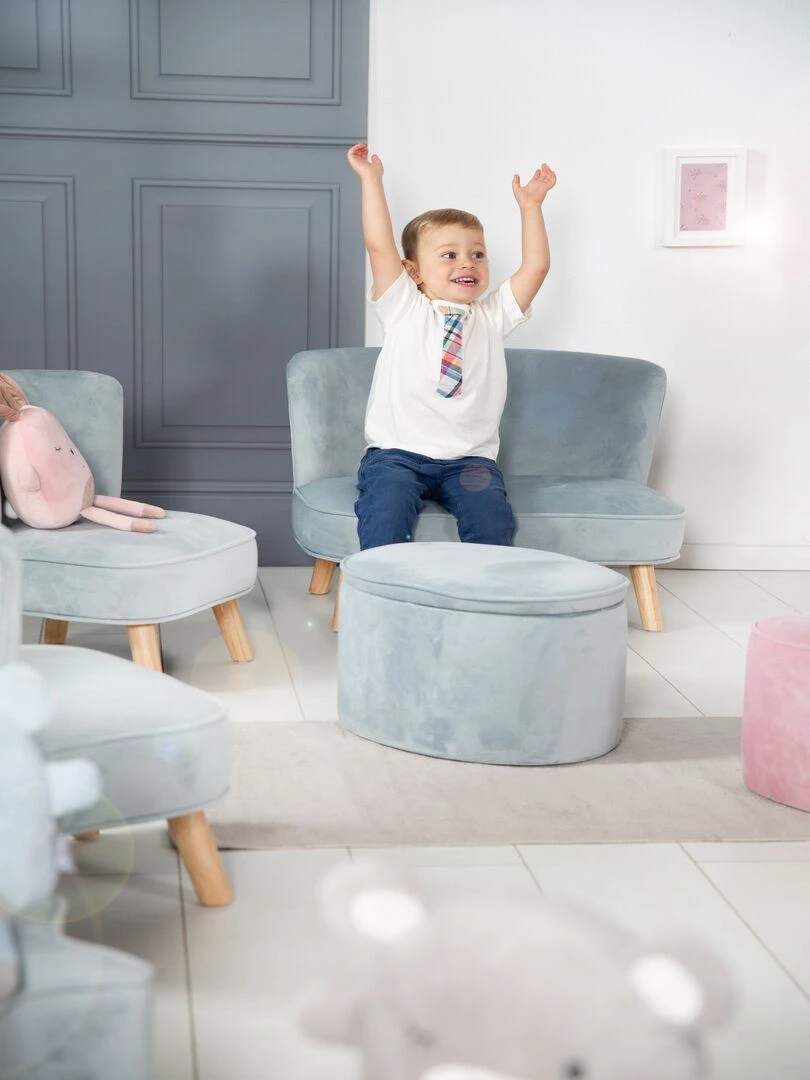 ROBA Canapé en Velours "Lil Sofa" Scandinave 2 Places Fauteuil Rétro pour Garçons Bleu Clair Bleu clair