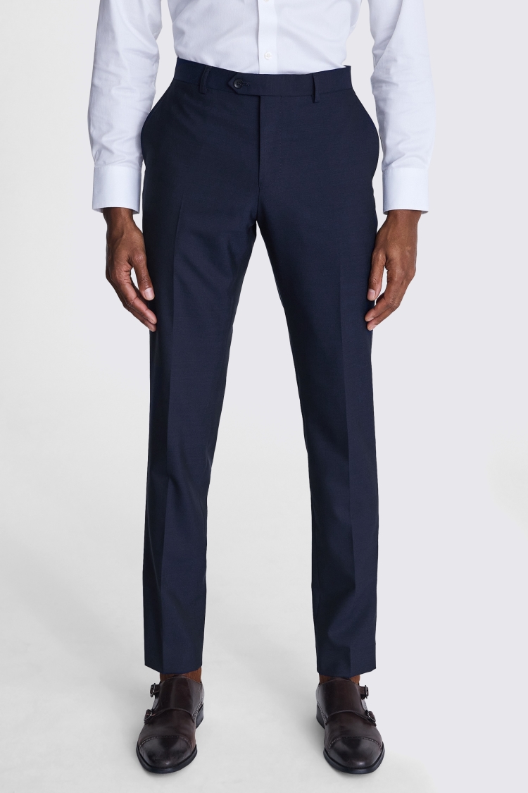Italian Tailored Fit Navy Half Lined Trousers Buy Online at Moss