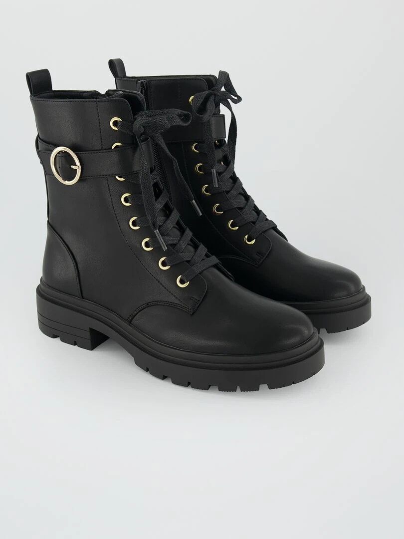 Bottines à lacets à semelle crantée noir